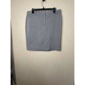 NWT Attention Womens Gray Skirt 14 pencil vintage Zipper button Polyester stripe